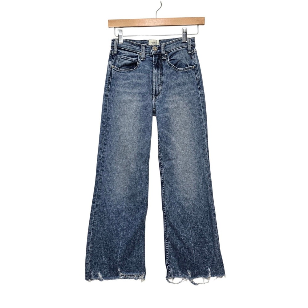 McGuire Denim Benni Wide Leg Jeans Medium Wash Raw Hem High Rise Size 25 F98882